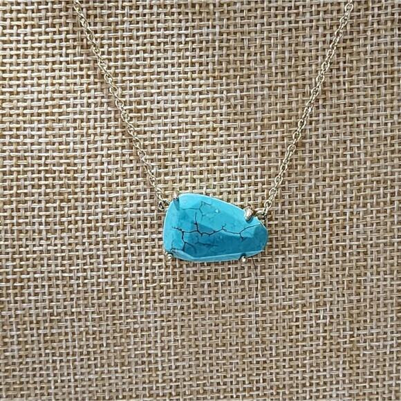 KENDRA SCOTT Isla Turquoise Magnesite Pendant Necklace gold Plated - Picture 7 of 8